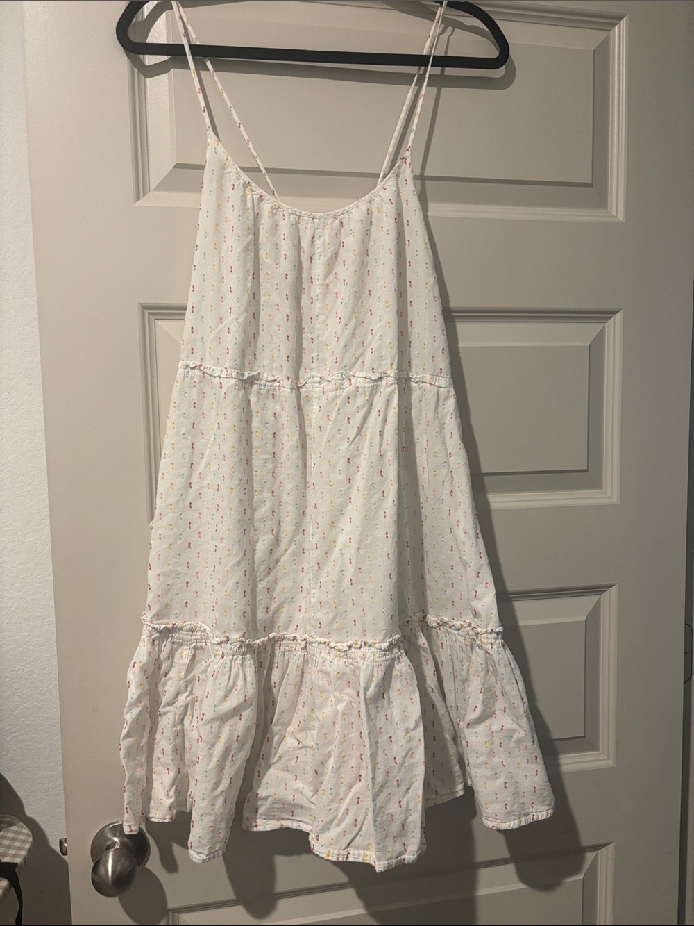 Madewell White Mini Dress with Multicolor Pastel Dot Print
